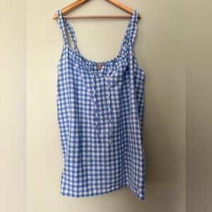 JCrew Blue and White Gingham Cotton Sleep Dress / Night Dress XXL Ruffles